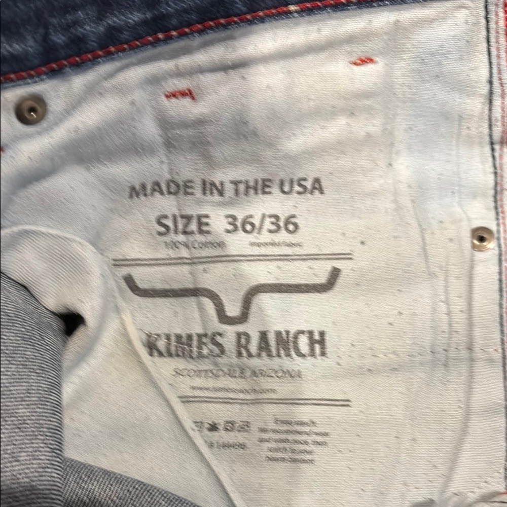 Kimes Ranch Men's Relaxed Jeans - Blue with Red Logo Patch - Picture 3 of 5